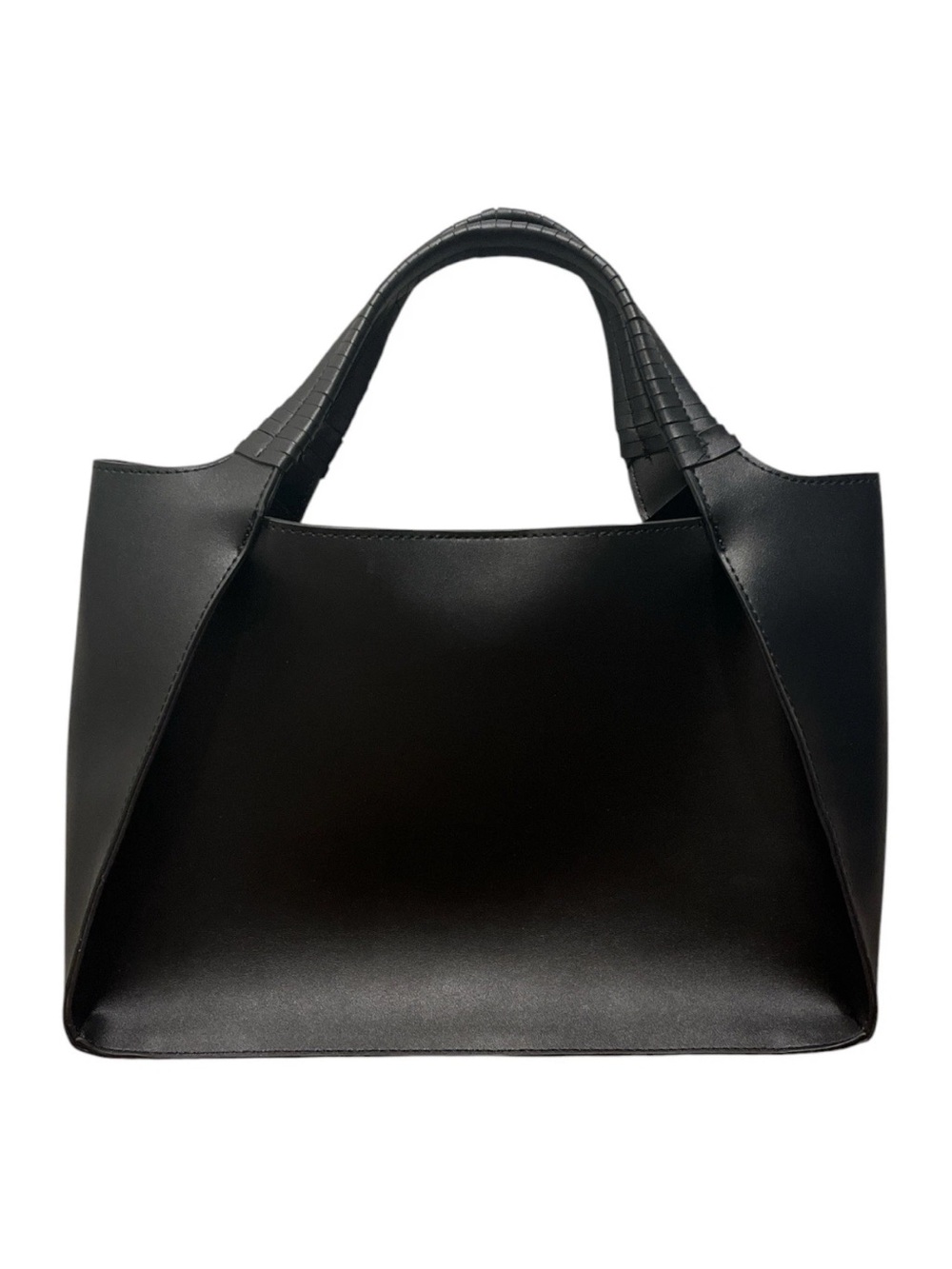 Melie Bianco Black Vegan  Structured Mini Tote with Croc-Texture Handles